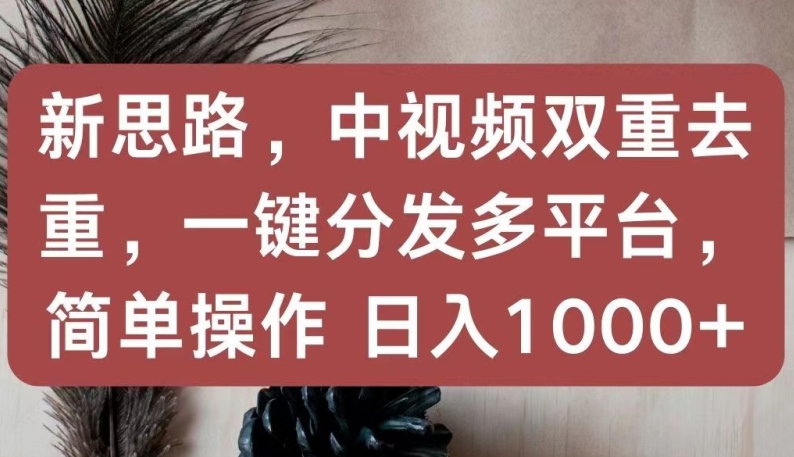 新思路，中视频双重去重，一键分发多平台，简单操作，日入1000+-搞钱社