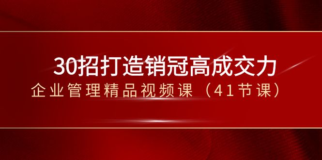 30招-打造销冠高成交力-企业管理精品视频课（41节课）-搞钱社