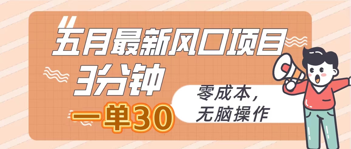 （10256期）五月最新风口项目，3分钟一单30，零成本，无脑操作-搞钱社