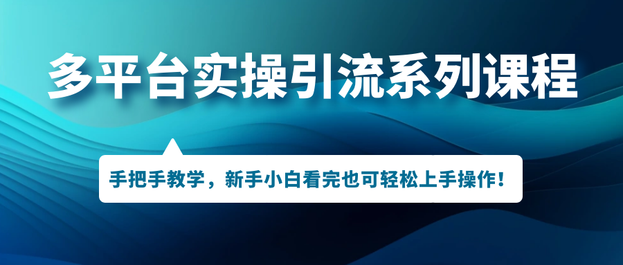 多平台实操引流系列课程，手把手教学，新手小白看完也可轻松上手引流操作！-搞钱社