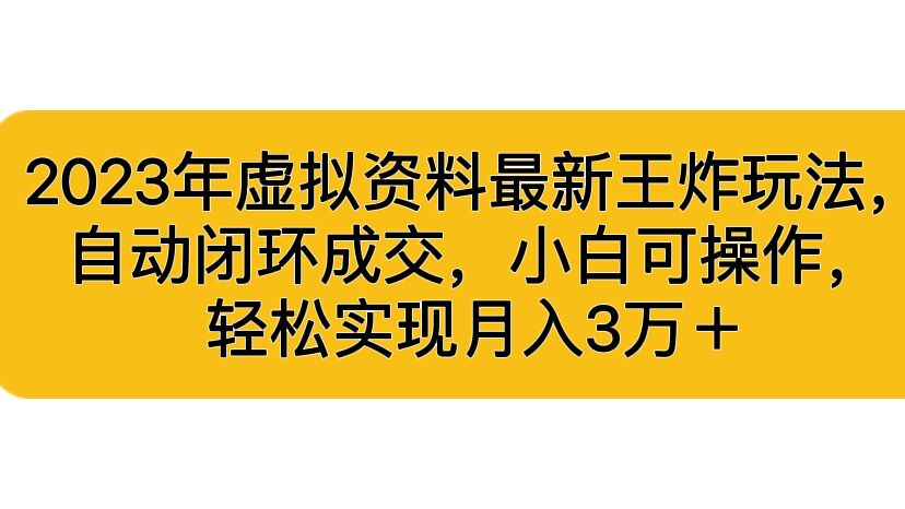 2023年虚拟资料最新王炸玩法，自动闭环成交，小白可操作，轻松实现月入3…-搞钱社