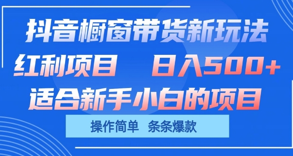 抖音橱窗带货新玩法，单日收益几张，操作简单，条条爆款-搞钱社