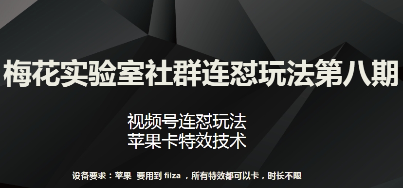 梅花实验室社群连怼玩法第八期，视频号连怼玩法 苹果卡特效技术-搞钱社