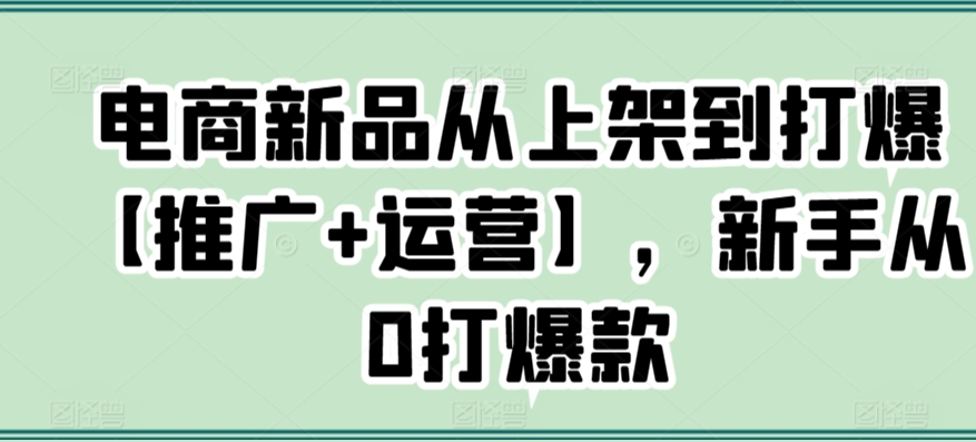 电商新品从上架到打爆【推广+运营】，新手从0打爆款-搞钱社