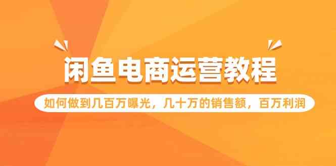 （9560期）闲鱼电商运营教程：如何做到几百万曝光，几十万的销售额，百万利润.-搞钱社