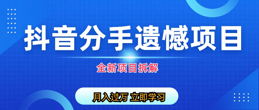 自媒体抖音分手遗憾项目私域项目拆解-搞钱社