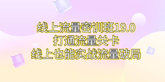 线上流量密训班19.0，打通流量关卡，线上也能实战流量破局-搞钱社