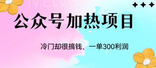 冷门公众号加热项目，一单利润300+-搞钱社