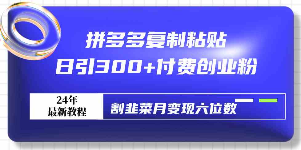 （9129期）拼多多复制粘贴日引300+付费创业粉，割韭菜月变现六位数最新教程！-搞钱社