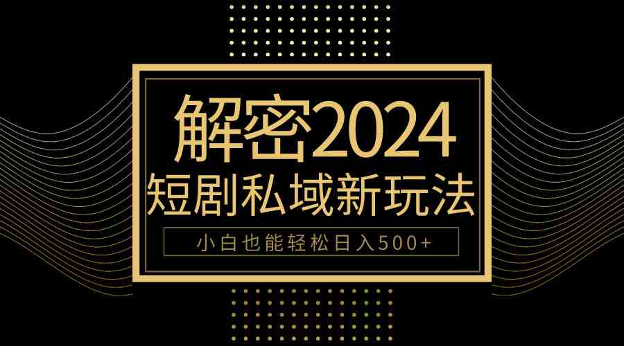 （9951期）10分钟教会你2024玩转短剧私域变现，小白也能轻松日入500+-搞钱社