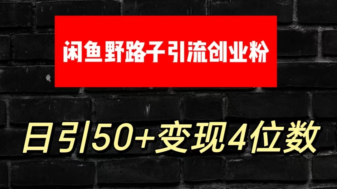 大眼闲鱼野路子引流创业粉，日引50+单日变现四位数-搞钱社