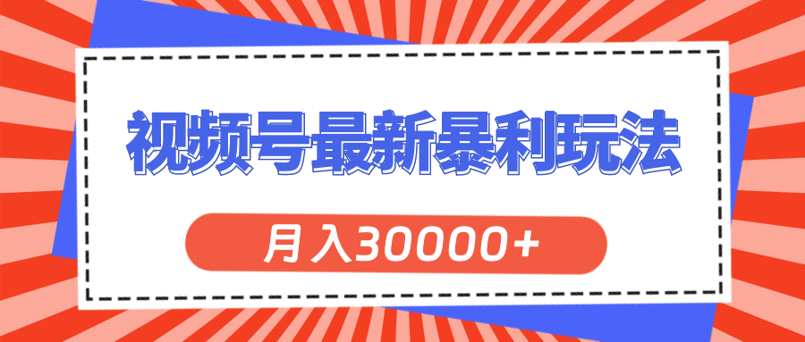 视频号最新暴利玩法，轻松月入30000+-搞钱社