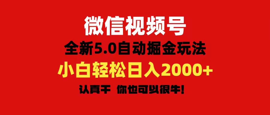 微信视频号变现，5.0全新自动掘金玩法，日入利润2000+有手就行-搞钱社