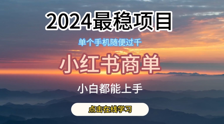 2024最稳蓝海项目，小红书商单项目，没有之一-搞钱社