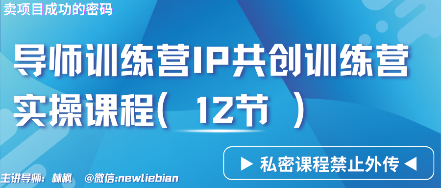 导师训练营3.0IP共创训练营私密实操课程（12节）-卖项目的密码成功秘诀-搞钱社