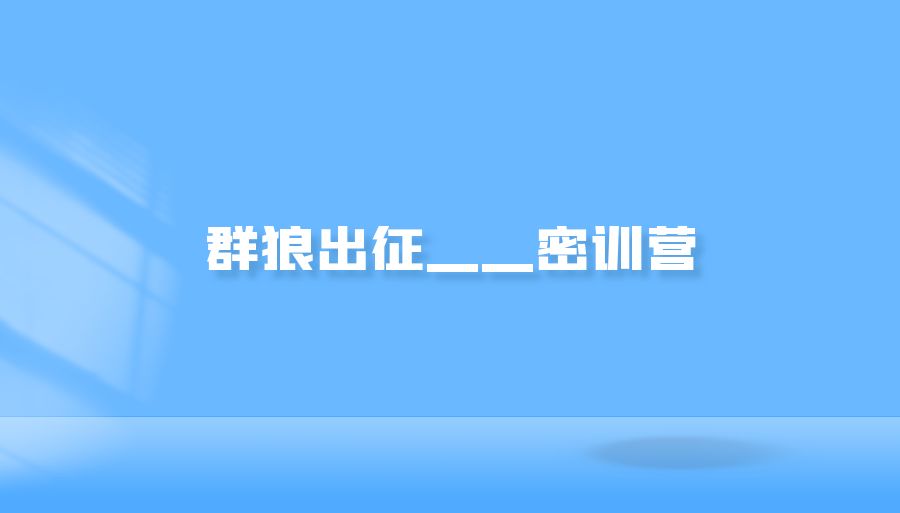 『自我提升』群狼出征——密训营-搞钱社