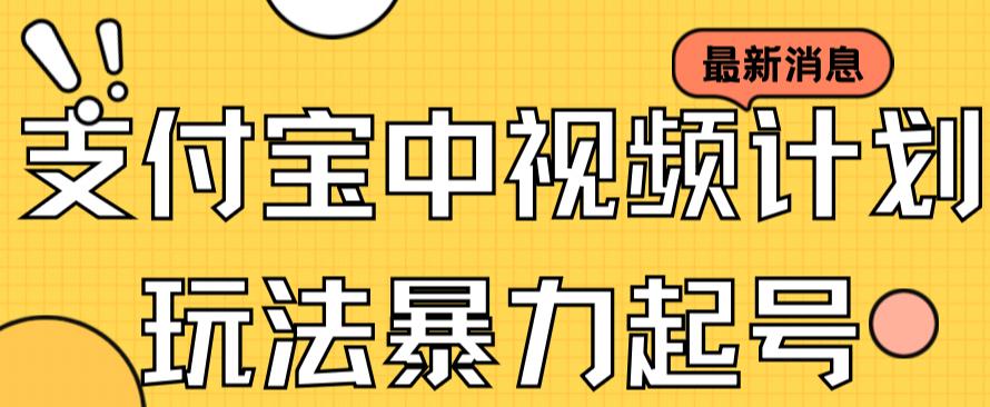 支付宝中视频玩法暴力起号影视起号有播放即可获得收益（带素材）-搞钱社