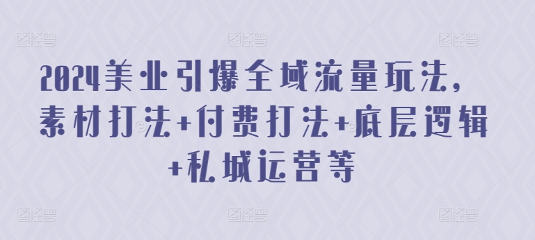 2024美业引爆全域流量玩法，素材打法 付费打法 底层逻辑 私城运营等-搞钱社