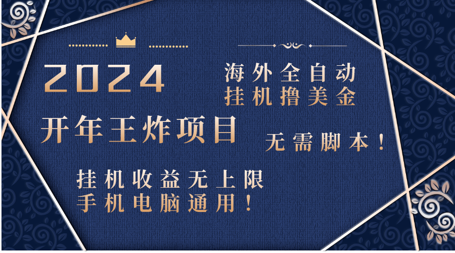 2024海外全自动挂机撸美金项目！手机电脑均可，无需脚本，收益无上限！-搞钱社