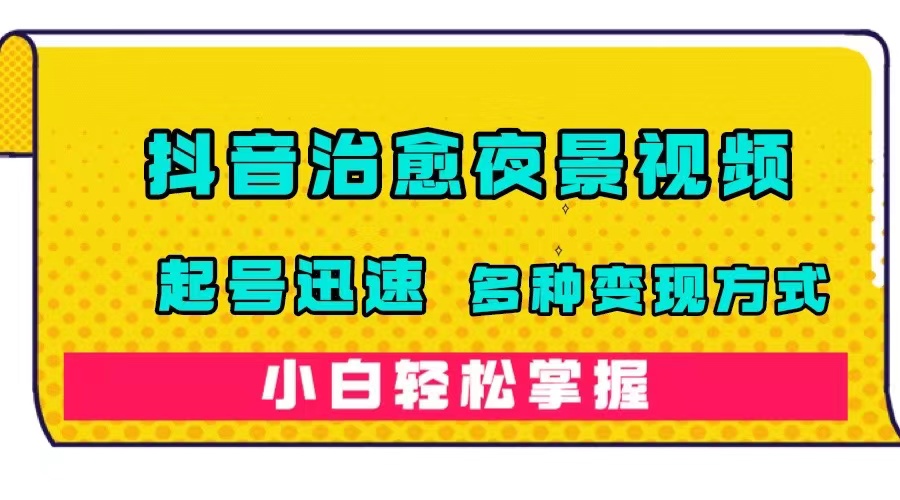 抖音治愈系夜景视频，起号迅速，多种变现方式，小白轻松掌握（附120G素材）-搞钱社