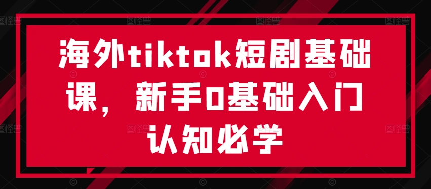 海外tiktok短剧基础课，新手0基础入门认知必学-搞钱社