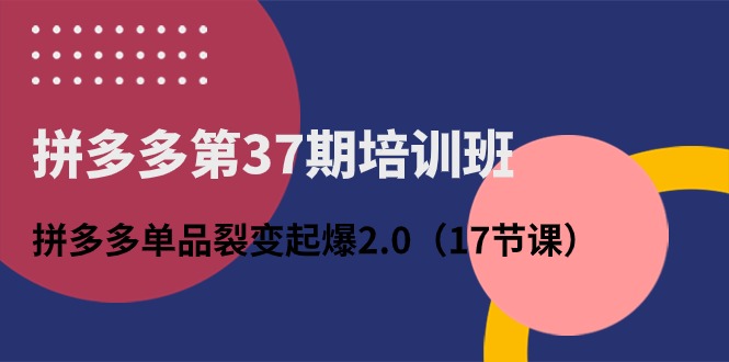 （10835期）拼多多第37期培训班：拼多多单品裂变起爆2.0（17节课）-搞钱社