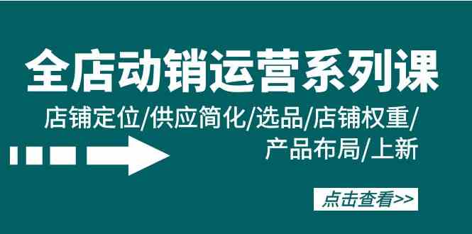 （9845期）全店·动销运营系列课：店铺定位/供应简化/选品/店铺权重/产品布局/上新-搞钱社