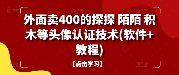 外面卖400的探探 陌陌 积木等头像认证技术(软件+教程)-搞钱社