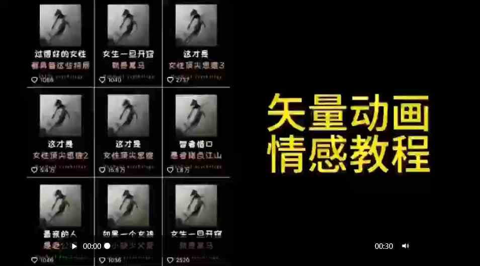 （9334期）矢量动画情感教程：高点赞涨粉，适合情感、思维、创业教育等赛道-搞钱社