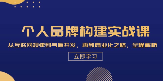 个人品牌构建实战课：从互联网规律到气质开发，再到商业化之路，全程解析-搞钱社