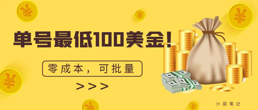 单号最低100美金，零成本，小白无脑操作。可复制，可扩大。-搞钱社