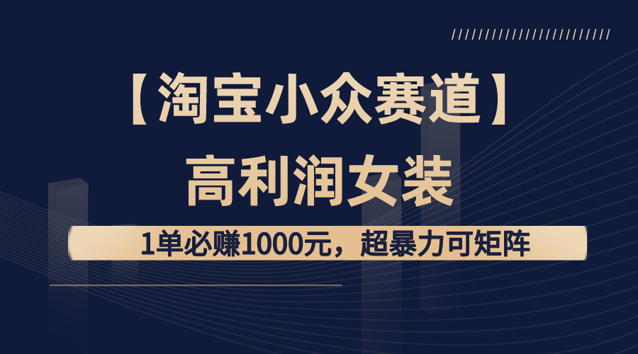 【淘宝小众赛道】高利润女装：1单必赚1000元，超暴力可矩阵-搞钱社