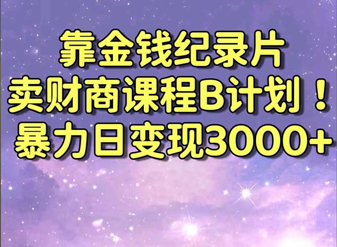 靠金钱纪录片卖财商课程B计划！暴力日变现3000+，喂饭式干货教程！-搞钱社