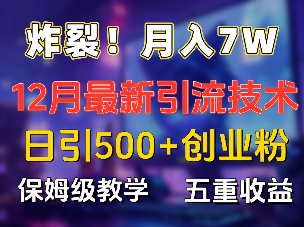 炸裂！月入7W+揭秘12月最新日引流500+精准创业粉，多重收益保姆级教学-搞钱社