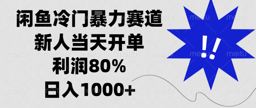 闲鱼冷门暴力赛道，利润80%，日入1000+新人当天开单，-搞钱社