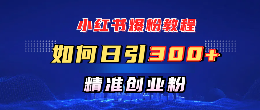 小红书爆粉教程，如何日引300+创业粉，快速实现精准变现！-搞钱社