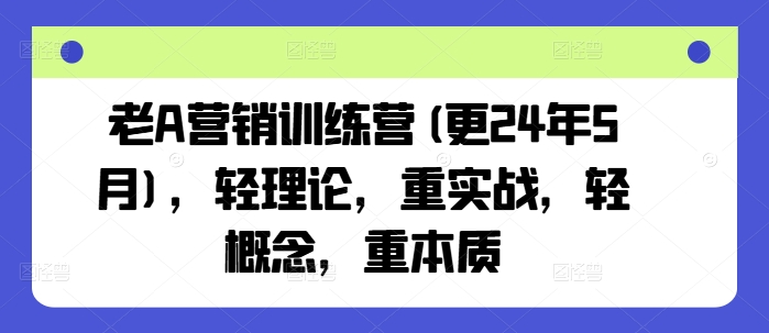 老A营销训练营(更24年11月)，轻理论，重实战，轻概念，重本质-搞钱社