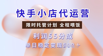 快手小店代运营，限时托管计划，收益55分，单日稳定变现多张【揭秘】-搞钱社